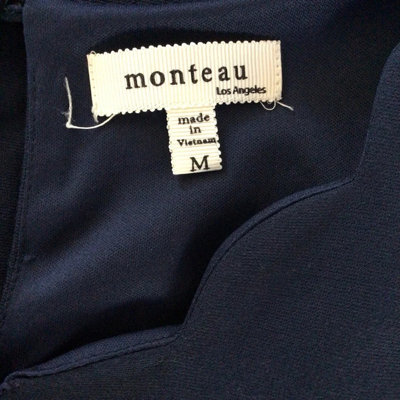 Monteau Los Angeles Navy Blue Scalloped Edge Dress - Size Medium - Picture 9 of 10